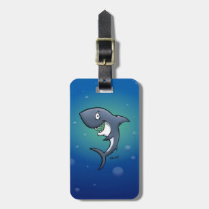 Lächelndes Sonnenhai auf blauem Hintergrund Gepäckanhänger