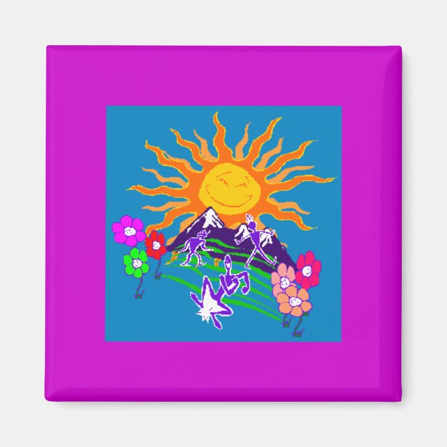 Lächelndes Sonnenmagnet Magnet (Vorne)
