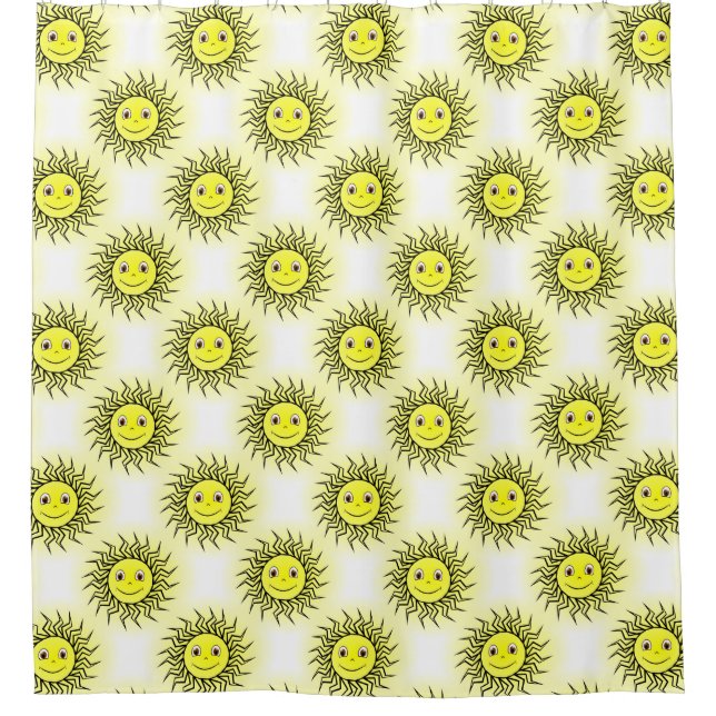 Lächelndes Sonnenmuster Duschvorhang (Vorderseite)