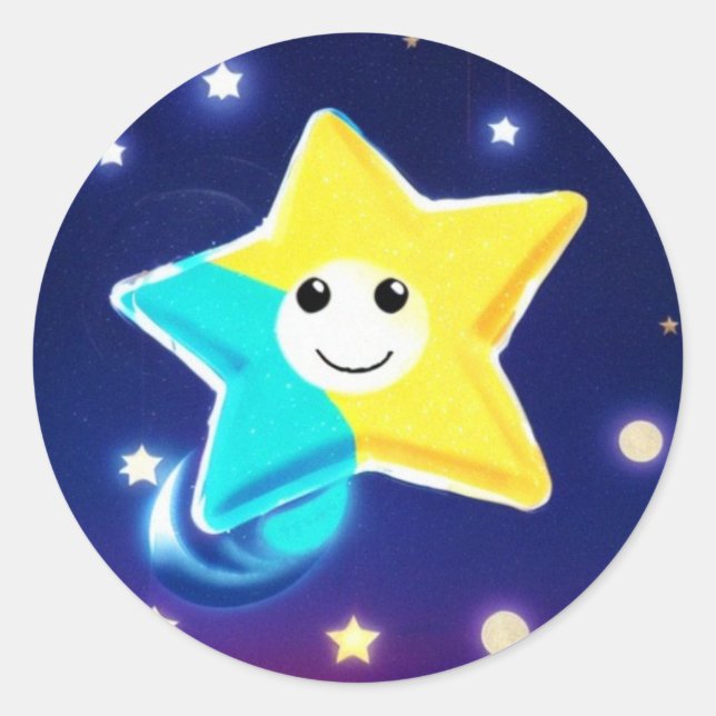 Lächelndes Starlight Adventure Runder Aufkleber (Vorderseite)