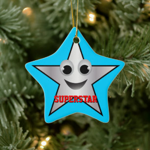 Lächelndes Superstar-Charakter-Silber gefärbt Keramik Ornament