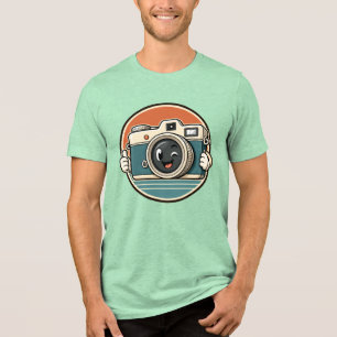 Lächelndes Vintage-Kamera-T-Shirt Tri-Blend Shirt