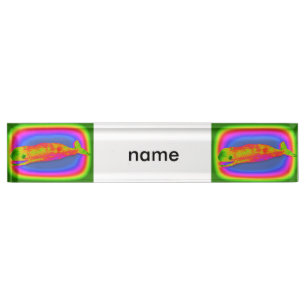 lächelndes Walschreibtischnummernschild Namensplakette