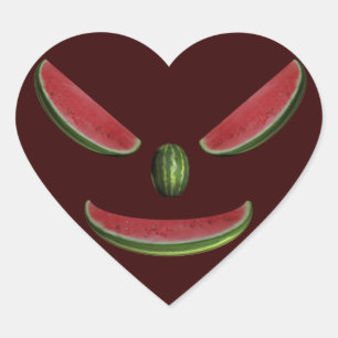 Lächelndes Watermelon-Gesicht Herz-Aufkleber