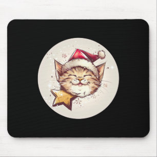 Lächelndes Weihnachtskatzenkostüm für Erwachsene u Mousepad