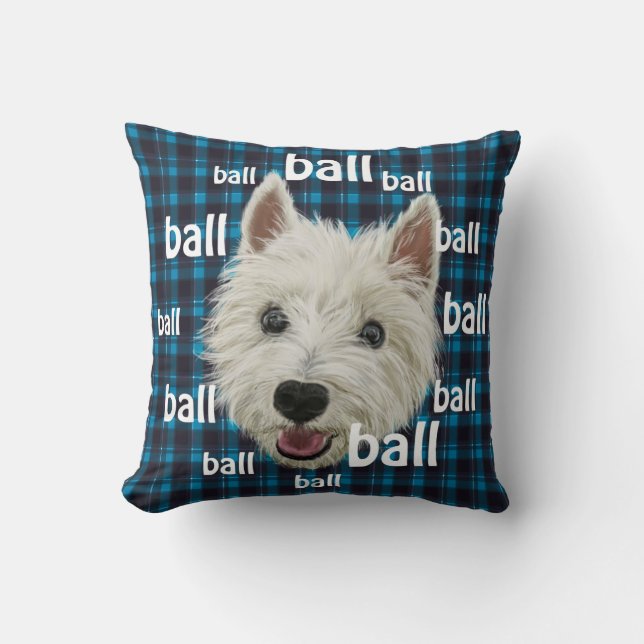 Lächelndes Westhochland Terrier Kissen (Vorderseite)