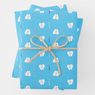 Lächelndes Zahnbürstenummantelpapier Geschenkpapier Set