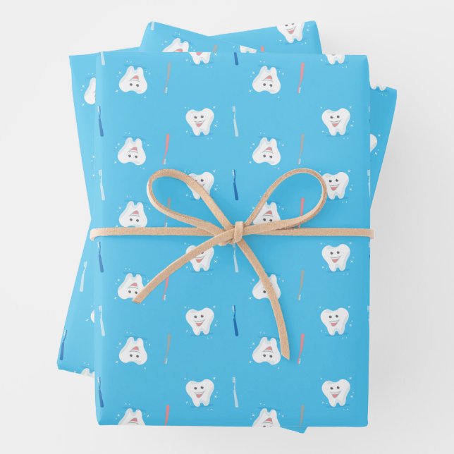 Lächelndes Zahnbürstenummantelpapier Geschenkpapier Set (Beispiel)