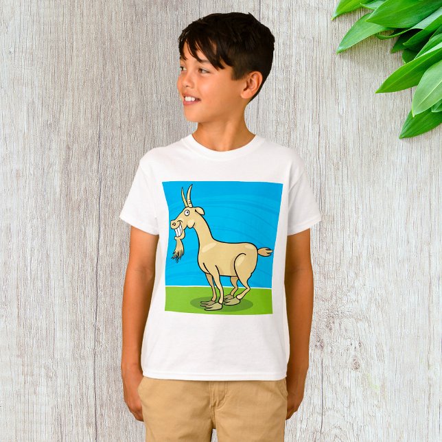 Lächelndes Ziegenvieh Cartoon T-Shirt (Von Creator hochgeladen)