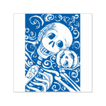 LÄCHELSKELETON UND SEINE KÜRBISLATERNE, HALLOWEN