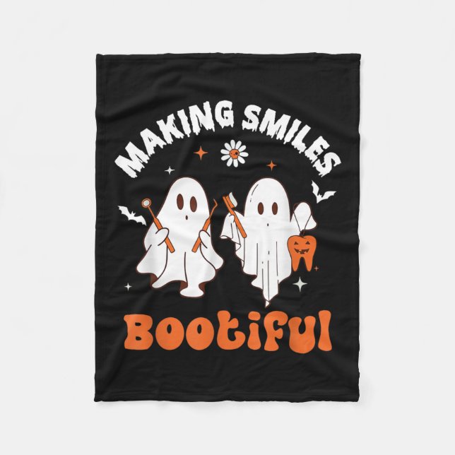 Lächelt Bootiful Funny Ghost Dentist Halloween Den Fleecedecke (Vorderseite)