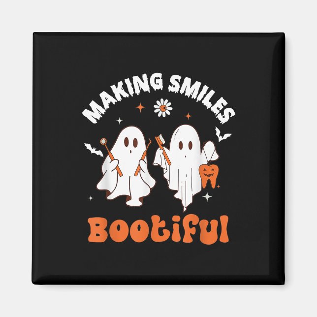 Lächelt Bootiful Funny Ghost Dentist Halloween Den Magnet (Vorne)