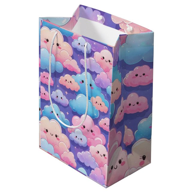 Lächelwolken Mittlere Geschenktüte (Rückseite Schrägansicht)