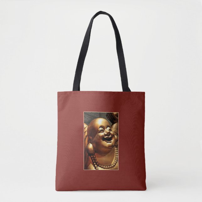 Lachen Buddha Statue Foto Gold auf Red Tasche (Vorderseite)