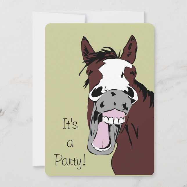 Lachen Cartoon Pferd Geburtstag Custom Einladung (Vorderseite)