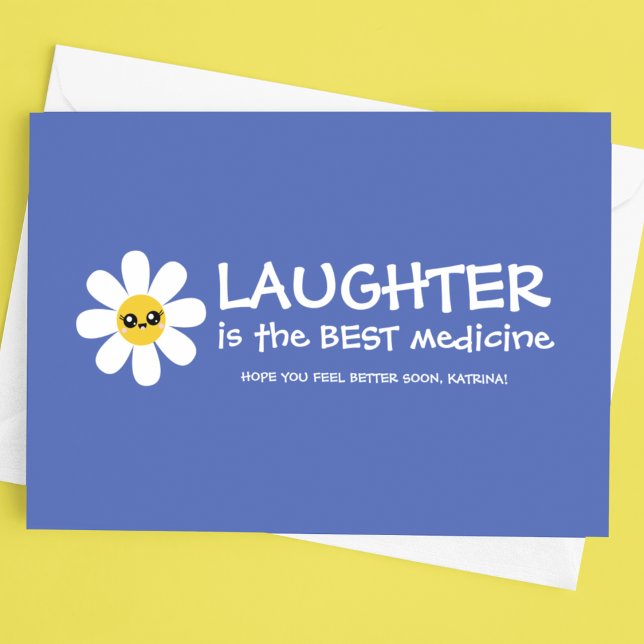 Lachen ist die beste Medizin-Grußkarte Karte (Send get well wishes with this, "Laughter is the best medicine" personalized card! )