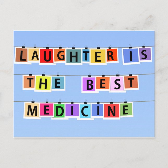 Lachen ist die beste Medizin Postkarte (Vorderseite)