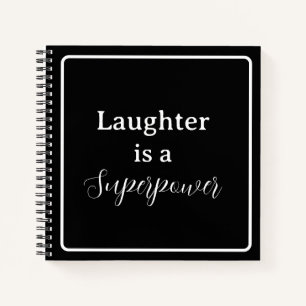 "Lachen ist eine Supermacht" - Phrase White Letter Notizbuch