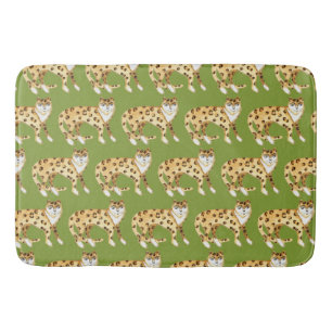 Lachen Leoparden Lächeln Katzen Muster Avocado Badematte