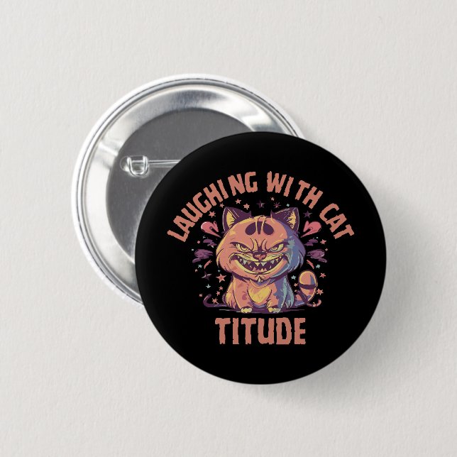 Lachen mit Katzenhöhe Button (Vorne & Hinten)