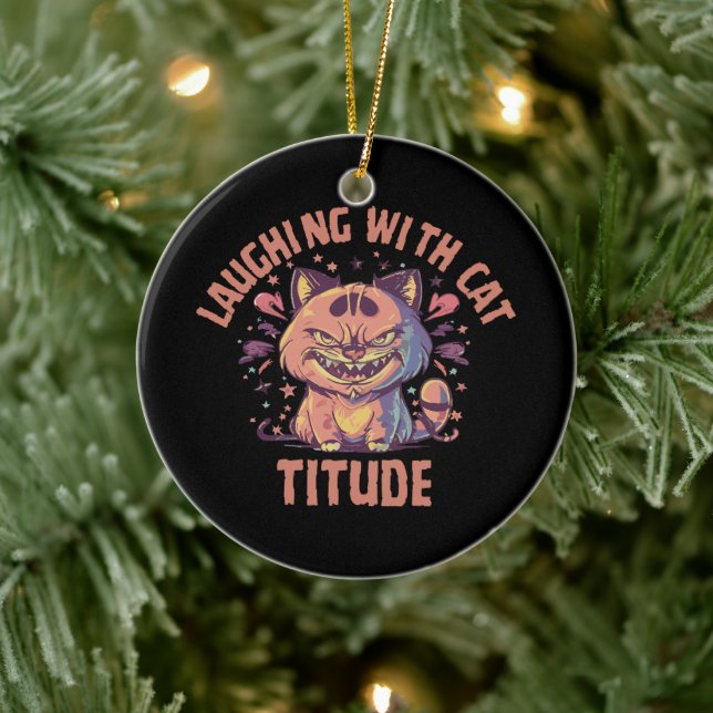 Lachen mit Katzenhöhe Keramik Ornament (Baum)