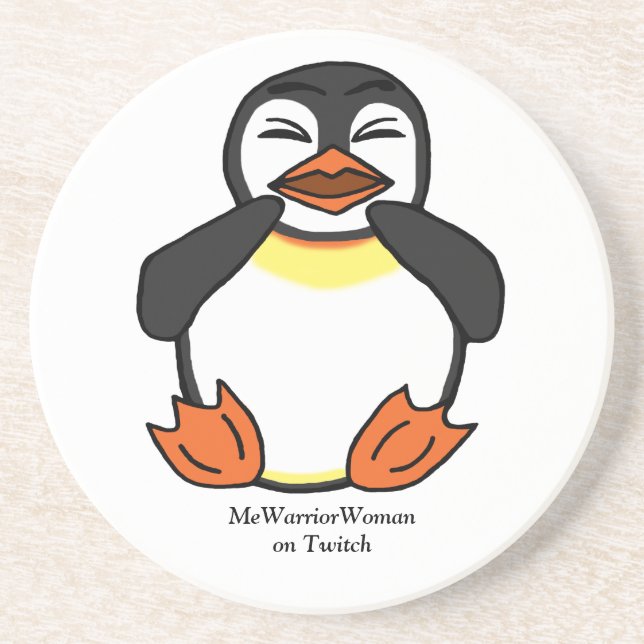 Lachen Pinguin, MeWarriorFrau auf Twitch Getränkeuntersetzer (Vorne)