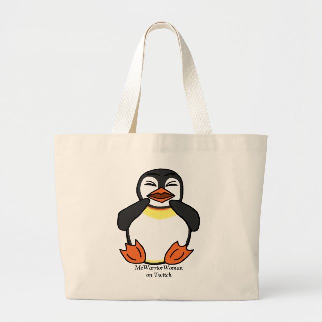Lachen Pinguin, MeWarriorFrau auf Twitch Jumbo Stoffbeutel (Vorne)