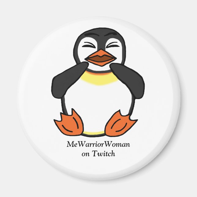 Lachen Pinguin, MeWarriorFrau auf Twitch Magnet (Vorne)