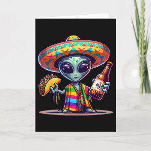 Lachen Sie mit Aliens Tacos und Bier Cinco De Mayo Karte