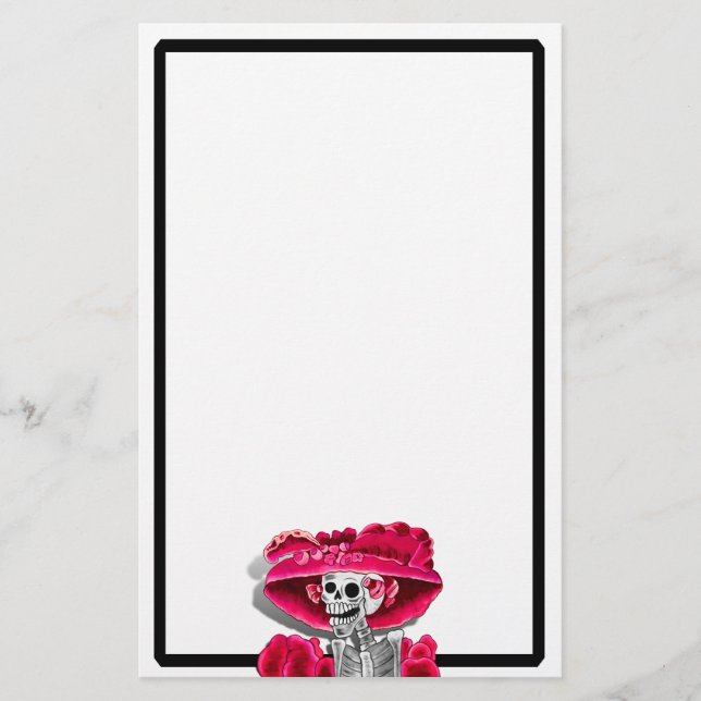 Lachen Skeleton Frau in Red Bonnet Briefpapier (Vorderseite)