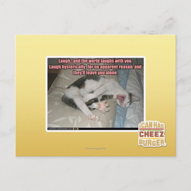 Lachen und die Welt lacht mit Ihnen Postkarte (Vorderseite)