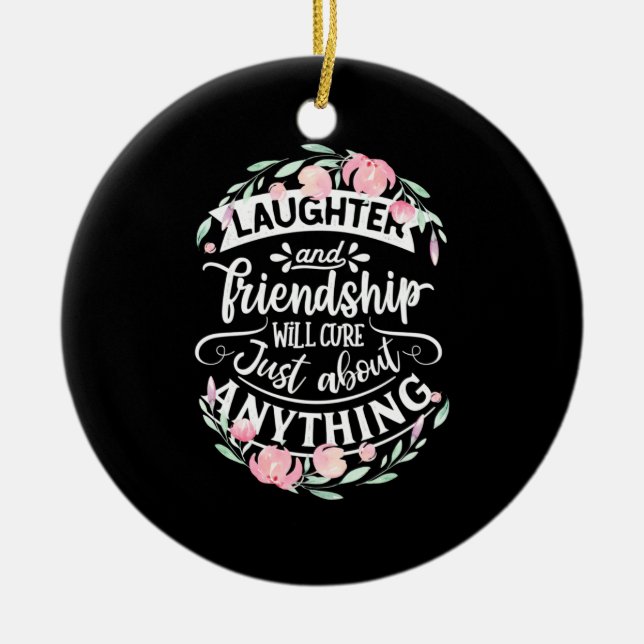 Lachen und Freundschaft Keramik Ornament (Vorne)