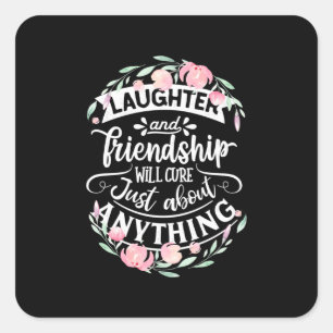 Lachen und Freundschaft Quadratischer Aufkleber
