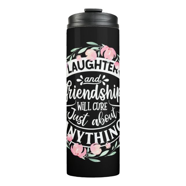 Lachen und Freundschaft Thermosbecher (Vorderseite)