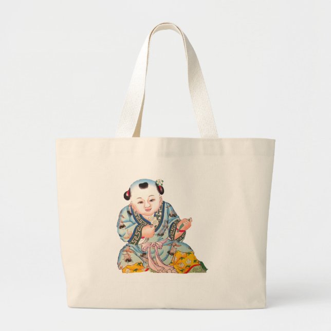 Lachen Viel Glück Buddha Asiatische buddhistische  Jumbo Stoffbeutel (Vorne)