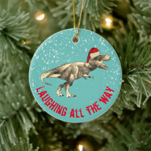 Lachend den ganzen Weg zitiert T. rex Weihnachtsma Keramik Ornament