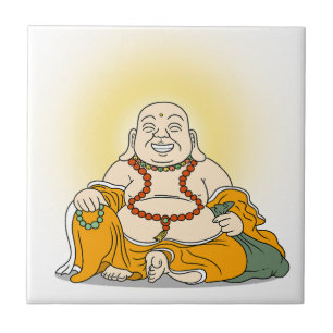 Lachend Maitreya Buddha Keramik Fliese