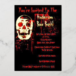 Lachend Skull Black & Red Bloody Halloween-Party Folieneinladung