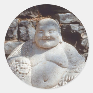 Lachende Buddha-Statue Runder Aufkleber