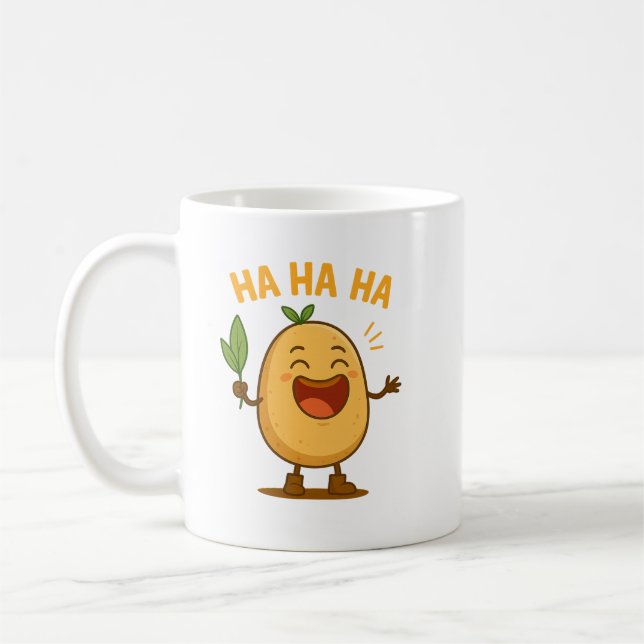 Lachende Kartoffel-Tasse Lustig Kaffeetasse (Links)