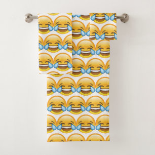 Lachende schreiende Risse von Freude emoji Badhandtuch Set