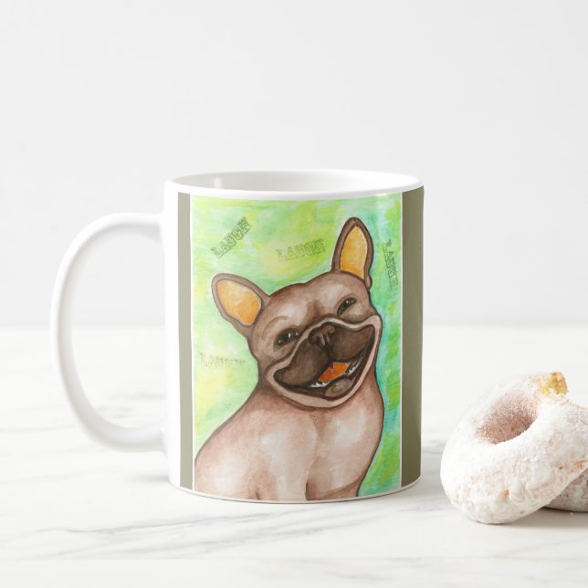 Lachende Tasse der französischen Bulldogge (Mit Donut)