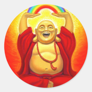 Lachender Buddha-Aufkleber Runder Aufkleber