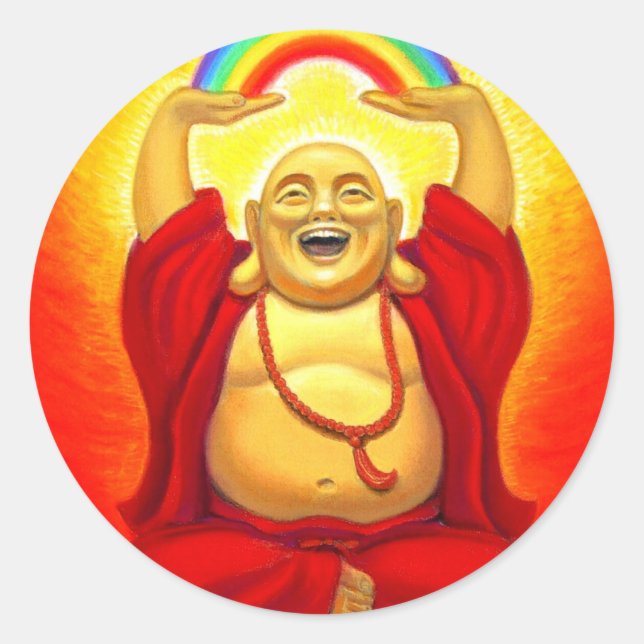 Lachender Buddha-Aufkleber Runder Aufkleber (Vorderseite)