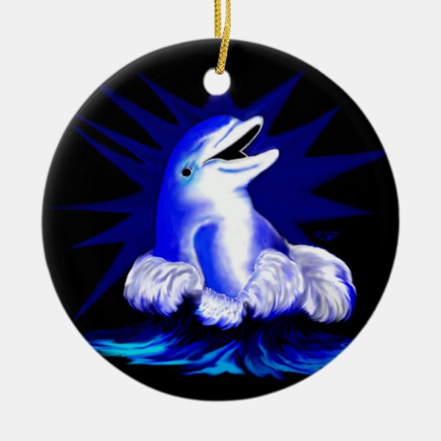 Lachender Delfin Keramikornament (Vorne)