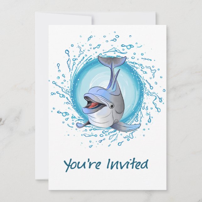 Lachender Delphin im Spritzen-Kreis werden Sie Einladung (Vorderseite)