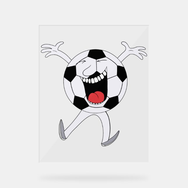 Lachender Fußball-Maskottchen Acrylschild (Vorderseite)