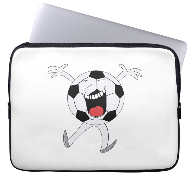 Lachender Fußball-Maskottchen Laptopschutzhülle (Vorderseite)