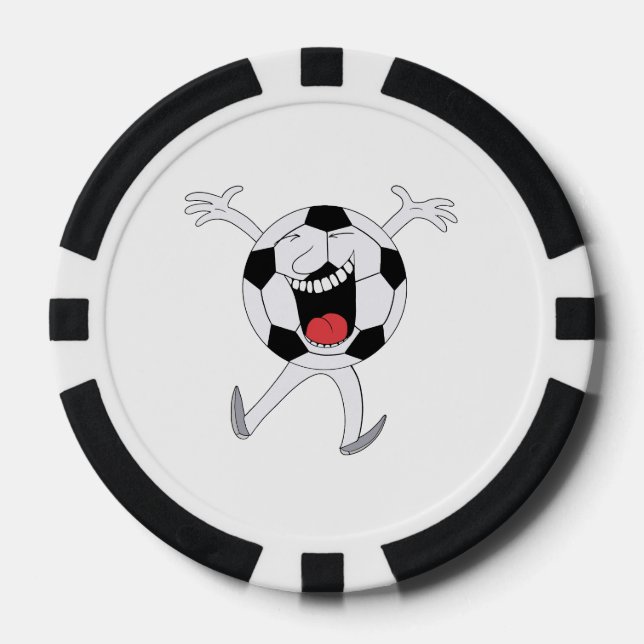 Lachender Fußball-Maskottchen Pokerchips (Vorderseite)