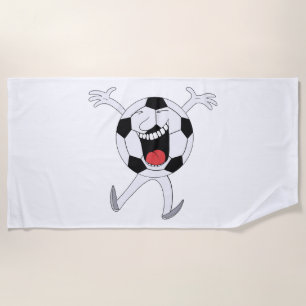 Lachender Fußball-Maskottchen Strandtuch